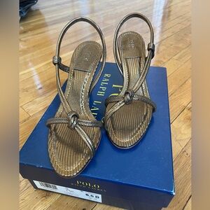 Polo by Ralph Lauren Metallic Bronze Knotted Slingback Heels